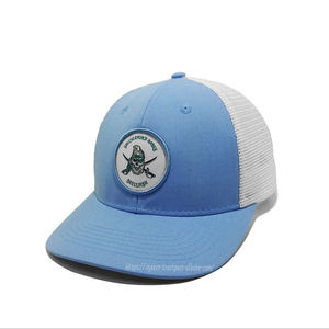 Gorra de camionero de malla blanca estructurada con parche tejido de diseño modificable, ropa de calle clásica e informal para adultos, hecha en la fábrica de Vietnam - Product Image 1