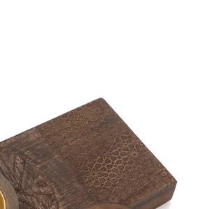 Luxury Arabic <b>Wood</b> Incense <b>Burner</b> with Metal Bowl And Geometric Cutout Lid Handmade Bakhoor Holder <b>for</b> Islamic And Ramadan Gift - Product Image 4