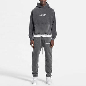 Survêtement respirant d'hiver solide délavé à l'acide personnalisé à bas prix pour hommes ensemble de jogging deux pièces dernier style - Product Image 6