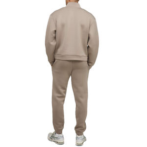 Survêtement à fermeture éclair personnalisé de haute qualité pour hommes marron solide 100% coton demi-fermeture éclair - Product Image 2