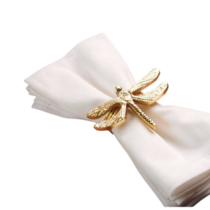 Vente en gros de nouveaux anneaux de serviette en forme de libellule dorée en métal, décoration de table d'hôtel, utilisation d'anneaux de serviette pour hôtel, mariage - Product Image 1