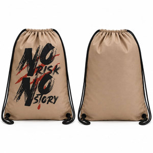 Unisex Polyester Drawstring Gym Bag Casual Flame Pattern Lightweight Fitness <b>Backpack</b> Black and White Design - Product Image 4