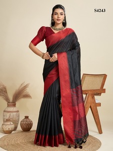 Soie brute Khadi de qualité supérieure avec bordure tissée Saree Fabricant et fournisseur de mode pour femme de Surat au taux le plus bas - Product Image 6