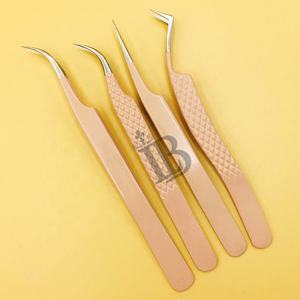 Nouvelles pinces à cils pour extensions, pinces à cils plats en vison, pinces courbées de haute qualité, en acier inoxydable, logo personnalisé disponible. - Product Image 2