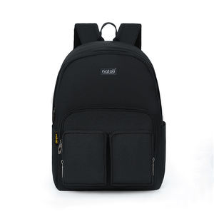 NATOLI Unisex B5 Mochila escolar con forro de poliéster suave impermeable Negro básico para estudiantes - Product Image 3