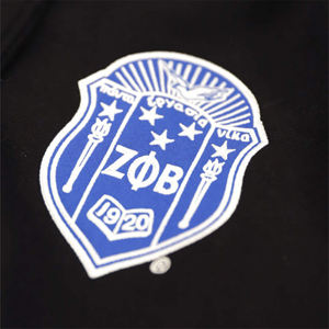 ZPB <b>Fleece</b> Jacket - Black & <b>Royal</b> <b>Blue</b> | 60% Cotton 40% Polyester | Zeta Phi Beta Jacket with Embroidered Logo Front & Printing - Product Image 4