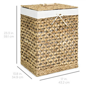 VIET STARLIGHT Foldable Bamboo <b>Woven</b> <b>Laundry</b> Hamper Durable Rectangle <b>Basket</b> Water Hyacinth Design - Product Image 2