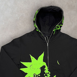 OEM Sweat à capuche tendance 100% coton avec fermeture éclair complète avec logo réfléchissant personnalisé avec impression hiver pour hommes coupe normale - Product Image 5