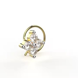 18K oro amarillo certificado laboratorio cultivado diamante encantador nariz pin diseño Floral Piercing fino joyería para mujer - Product Image 3