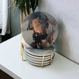 Luxury Resin Marble Placemats Coasters Set for Hotels Offices Custom Tea Coffee Drink <b>Mats</b> Durable Quality - Product Image 2