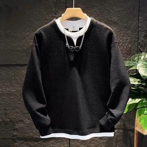 Automne nouvelle mode coréenne hommes pulls à capuche décontractés tout match avec manches longues grande taille haut ample motif solide - Product Image 2