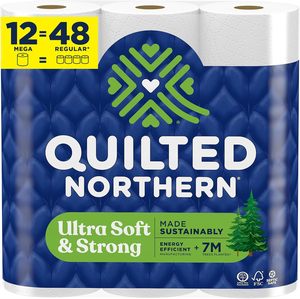 Papel Higiénico Ultra Suave y Resistente Quilted Northern, 12 Mega Rollos = 48 Rollos Regulares, 5 Veces Más Resistente*, Papel Higiénico Premium Suave - Product Image 1