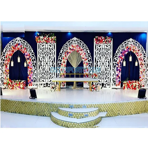 Vente en gros cadre en acier inoxydable doré découpé au laser toile de fond élégante arche de scène de mariage cadre en métal découpé au laser décoratif décoratif - Product Image 1