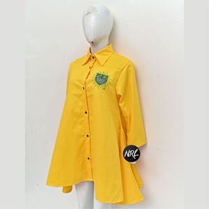 OEM diseño personalizado elegante alto-bajo para las mujeres sólido liso de alta calidad de moda de algodón de poliéster de alta-baja de las mujeres de la calle alta-baja - Product Image 3