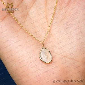 Sólido 14K oro cadena collar hecho a mano Polki joyería oro cadena Polki collar regalo para ella diseñador joyería - Product Image 3