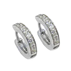 Boucles d'oreilles créoles tendance en argent 925 et zircon cubique pour femme Art Palace - Cadeau de fête avec expertie tierce - Product Image 2