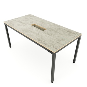 Uconcept HBUC052 160x80cm Industrial-Contemporary Plywood Conference <b>Table</b> with Adjustable Iron Legs for Hotels Conference Rooms - Product Image 1