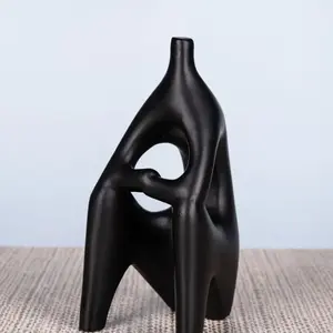 Nuevo DISEÑO DE ALUMINIO medio sentado estatua negra sala de estar vajilla escultura en oferta especial - Product Image 2