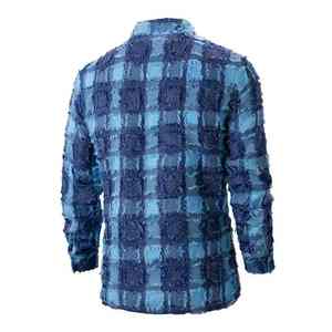 Chemise en jean vintage décontractée à manches longues pour homme avec logo personnalisé, col à revers à franges, simple boutonnage, idéale pour l'automne - Product Image 2