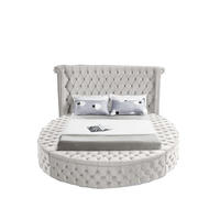 Lit rembourré moderne de luxe, design plateforme rond antique, couleur personnalisée