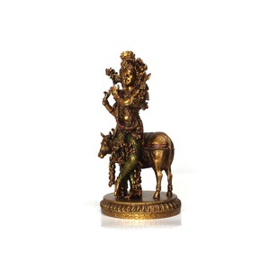 Artisanat en métal finition laiton résine, motif Vache Krishna, style Art Déco traditionnel, pour décoration de bureau, salon, extérieur et maison, idéal pour un anniversaire - Product Image 2