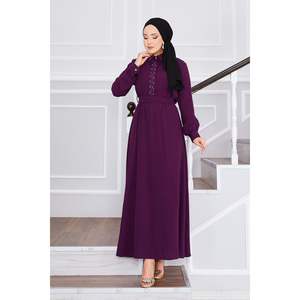 ชุดเดรสฮิญาบเอวแบบจีบพร้อมรายละเอียดหินสินค้าประเภทเจียมเนื้อเจียมตัว - Product Image 4