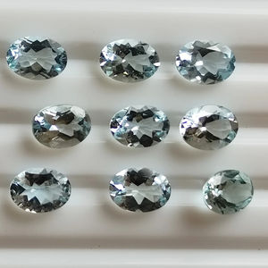 พลอยสีฟ้า6X4mm เหลี่ยมเพชรพลอยธรรมชาติทรงรีได้รับการรับรองจากผู้ขายอินเดีย - Product Image 1