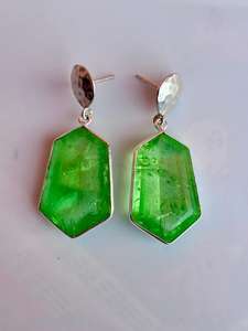 Pendiente colgante de piedras preciosas de peridoto de plata de ley 925, hermoso pendiente verde, joyería de plata elegante para mujer - Product Image 6