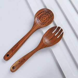 Juego de 2 Espátulas para utensilios de madera más vendidas para hornear y cocinar espátulas de madera utensilios esenciales - Product Image 3