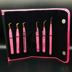 แหนบสแตนเลสสีชมพูมาใหม่แหนบต่อขนตาแหนบทรงสี่เหลี่ยมแรงบิดต่ำขนมิงค์บรรจุภัณฑ์ที่ยั่งยืน - Product Image 2