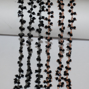 Chaîne de chapelet de grappe de perles de verre de Quartz noir plaqué cuivre noir de qualité supérieure, chaîne de perles de fil pour la fabrication de bijoux - Product Image 4