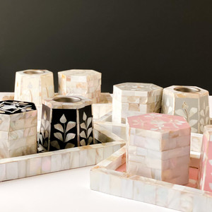 Brûleur d'encens élégant en nacre, ensemble de brûleurs incrustés de coquillages, porte-encens arabe, Mubkhar, brûleur d'encens de luxe, Ramadan - Product Image 4