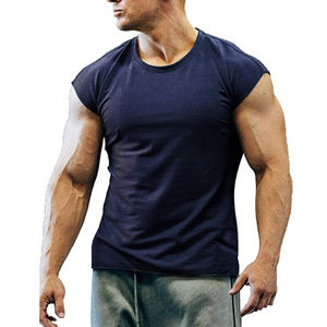 Débardeur d'été sans manches pour hommes, gilet musculaire solide, t-shirts à col en O, t-shirts avec logo personnalisé OEM - Product Image 6
