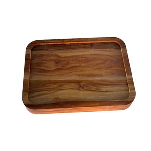 Handcrafted Wooden Rectangular Tray with Carved Grip and Raised Edges for Kitchen Serving or Home Décor in <b>Desk</b> or Living Room - Product Image 3