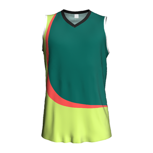 Camiseta de Baloncesto Personalizada con Bloques de Color, sin Mangas, Cuello en V, Absorbe la Humedad, Unisex, para Adultos, Ropa Deportiva con Estampado Sublimado - Product Image 1