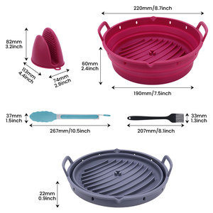 Recipiente Redondo Reutilizable Resistente al Calor <span class=keywords><strong>para</strong></span> Freidora de Aire, Plegable, de Silicona, Apto <span class=keywords><strong>para</strong></span> Alimentos, Antiadherente, Cesta <span class=keywords><strong>para</strong></span> Freidora de Aire - Product Image 2