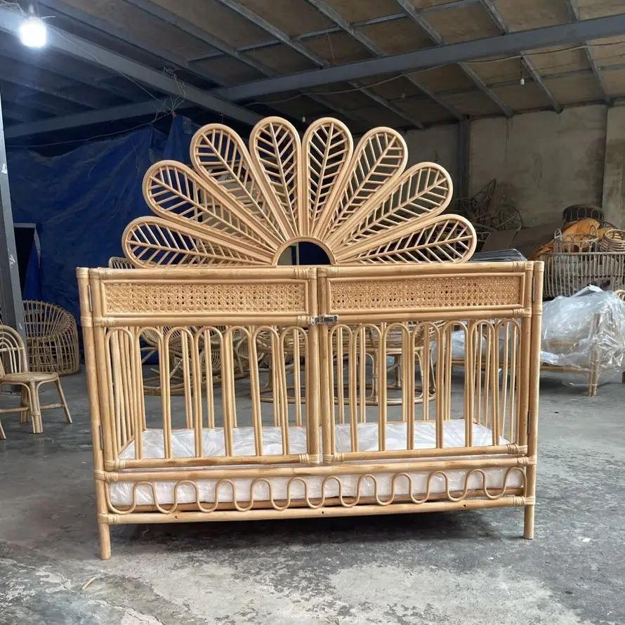 Natural and sustainable Rattan Toddler Beds, Rattan Single Beds and kids rattan furniture, baby cribs