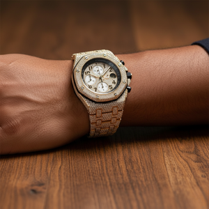 Montre Moissanite VVS en or avec logo personnalisé pour hommes Montre Hip Hop chronographe octogonale entièrement pavée Iced Out - Product Image 5