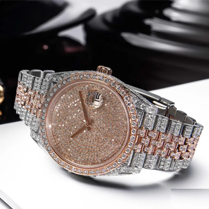 Montre en diamant de Moissanite de testeur de diamant de passe personnalisé de luxe montres de poignet mécaniques en acier inoxydable Buss Down - Product Image 3