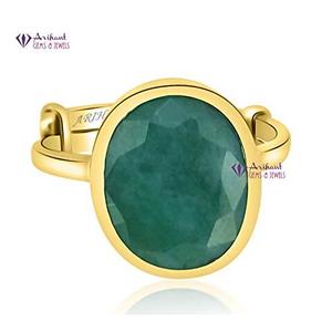 NOVAMART Fine Panchdhatu Emerald <b>Ring</b> with Rough Shape/Pattern Bezal Setting <b>Adjustable</b> <b>Size</b> by Arihant Gems and Jewels Wholesal - Product Image 2