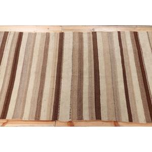 Tapis vintage, tapis turc de 2,8 x 10,6 pieds, Kilim marron et blanc avec motifs de plantes et d'arbres - Product Image 3