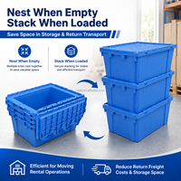 UGET Boîte de transport en plastique robuste et durable pour la logistique industrielle, empilable et emboîtable, avec couvercle intégré