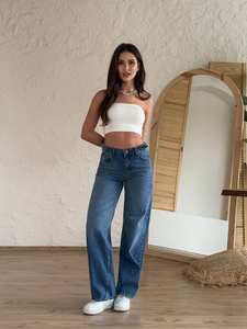 Jeans de Mujer Cómodos de Cintura Media, Mezclilla Elástica de Alta Calidad, Transpirables, Estilos de Moda Casuales, Venta al por Mayor - Product Image 2