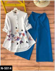 Las mujeres más hermosas listas para usar Kurtis cortos con Amerikan Crape Plazo Set Festival Wear Georgette Long Kurtis con estampado - Product Image 3