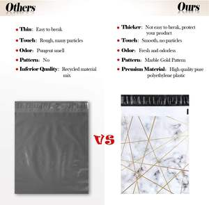 Lot de 100 sacs polymailers de remerciement 25x33cm, auto-adhésifs, étanches, légers, biodégradables, durables, 2,3 mil, blanc et or - Product Image 5