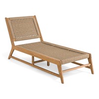 Chaise longue d'été en teck massif européen avec coussin en corde tressée confortable pour hôtel, villa, plage, hôpital, salon