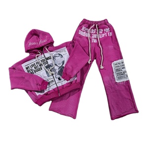 ชุดเซ็ตเสื้อฮู้ดดี้โอเวอร์ไซส์ประดับคริสตัลแบบสั่งทำพิเศษ สไตล์สตรีทแวร์ 2 ชิ้น - Product Image 1