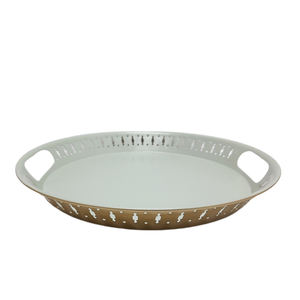 Plateau de service rond en fer couleur or plateau fini plats et plateaux pour fruits secs en vrac - Product Image 4