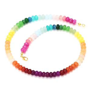 Beautiful Multi <b>Rainbow</b> color Quartz smooth rondelle Beads <b>Necklace</b>, 7-8mm Mix disco color Quartz Gemstone beads, colorful - Product Image 1