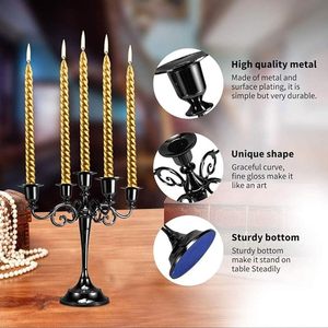 Antique Black <b>Brass</b> Metal Candle Holder Powder Coating Elegant Iron <b>Candlestick</b> Stand Wedding Christmas Home Decor Living Room - Product Image 4